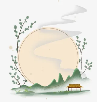 中国风手绘水墨风景山水徽派建筑 29免抠