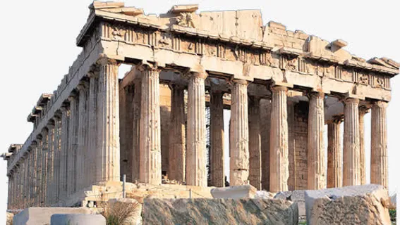 春天金色外国建筑装饰免抠