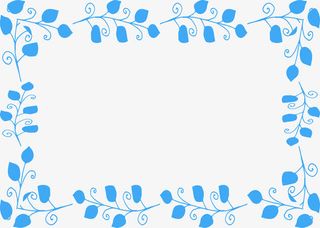 天蓝色树叶相框免抠