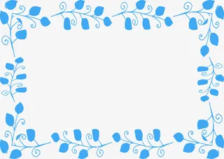 天蓝色树叶相框免抠