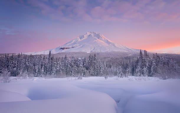 冬日雪山景观摄影免抠