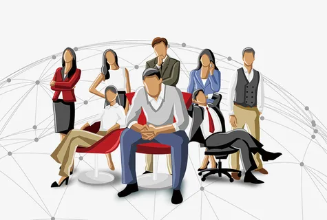 年企业招聘企业团队插画免抠