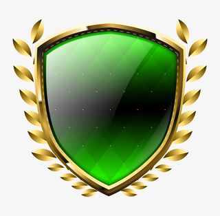 手绘卡通绿色盾牌装饰边框免抠