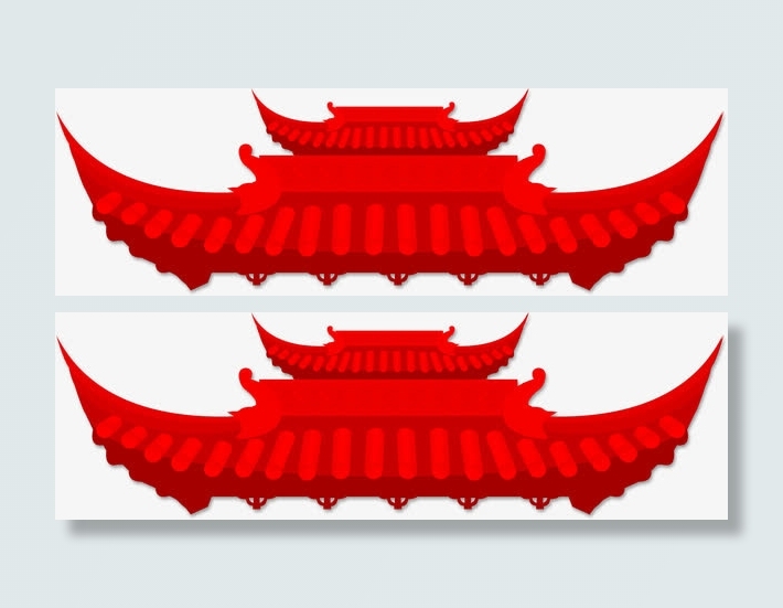 红色古风建筑免抠