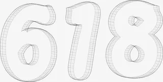 618活动字体线框图黑白灰字体免抠