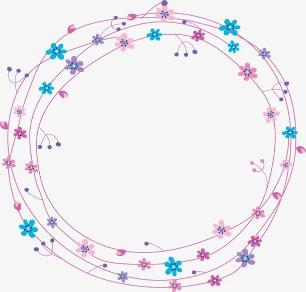 浪漫小碎花春天边框免抠