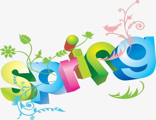 手绘卡通彩色春天字母免抠