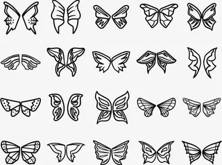 矢量手绘线条蝴蝶图标免抠