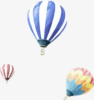 彩色卡通春天热气球装饰免抠
