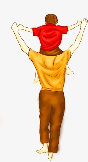 父亲节骑在父亲背上图免抠