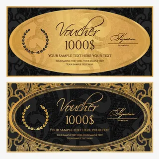 复古金黑色代金券免抠