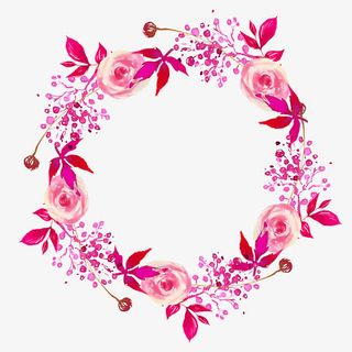 水彩花环免抠
