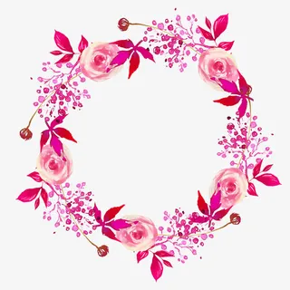水彩花环免抠