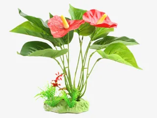 水族箱装饰假花水草红掌免抠