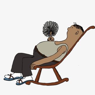 乘凉的卡通老人免抠