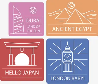 矢量图名胜旅游景点免抠