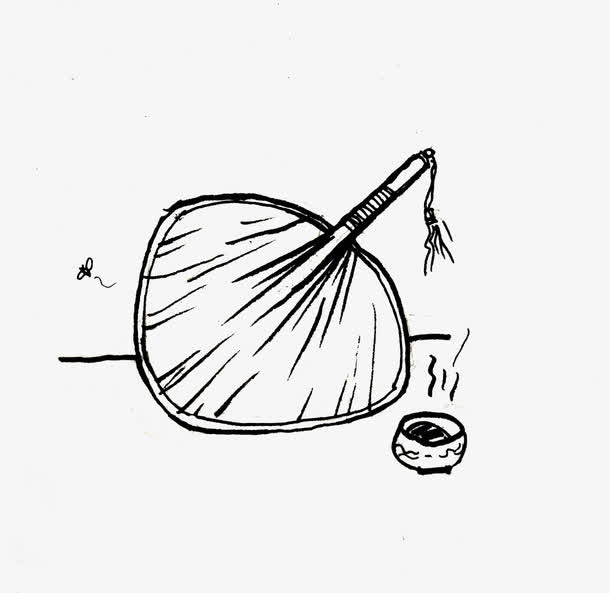 黑色手绘卡通蒲扇设计免抠