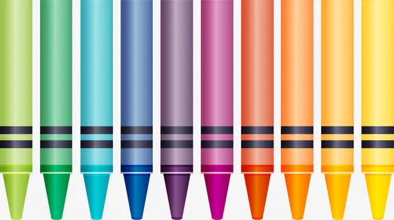 开学季多彩蜡笔画笔免抠