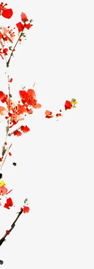 梅花水彩花卉免抠