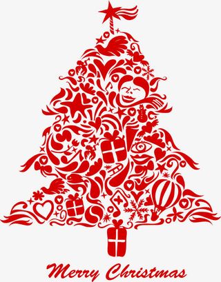 矢量拼接圣诞树png免抠
