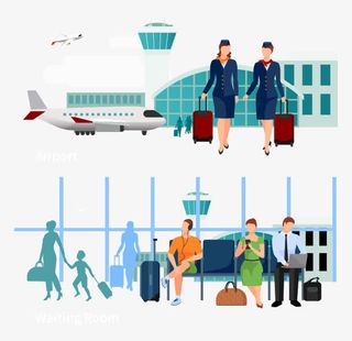 空姐和候机人员矢量免抠
