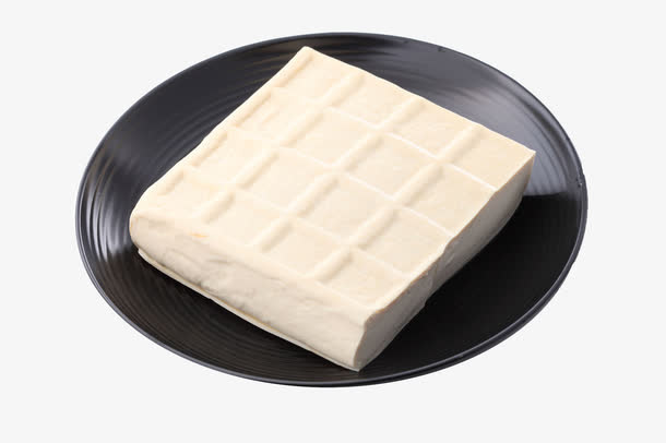 黑色盘子里的白色豆腐免抠