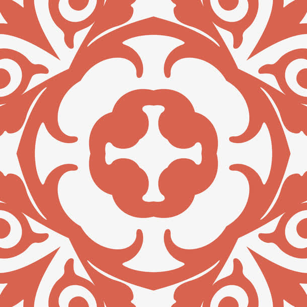 矢量红色窗花图案免抠