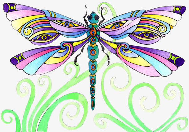 彩绘蜻蜓免抠