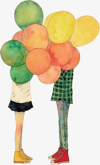 在气球里的恋人免抠