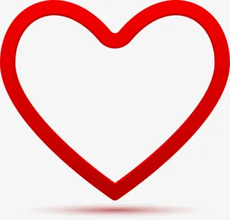 红色线条爱心边框免抠