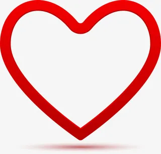 红色线条爱心边框免抠