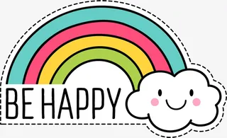 卡通彩虹装饰墙纸免抠