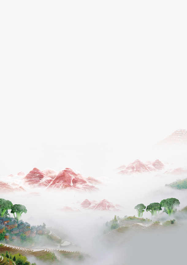 红色云山免抠