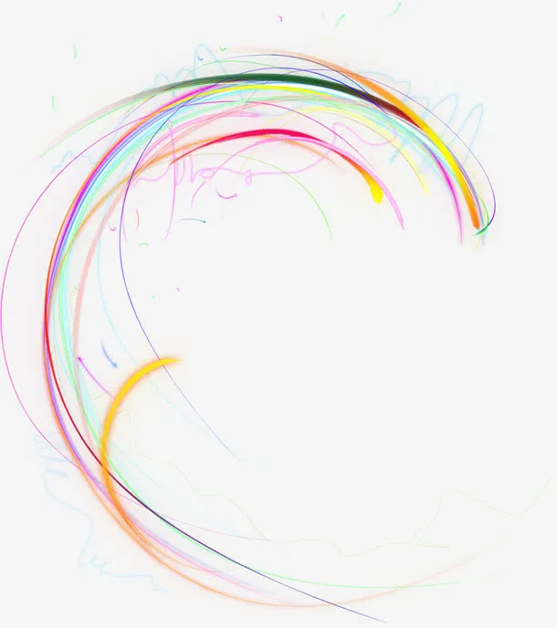 手绘渐变色彩艺术线条免抠