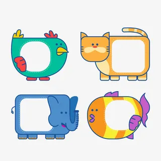 可爱动物边框免抠