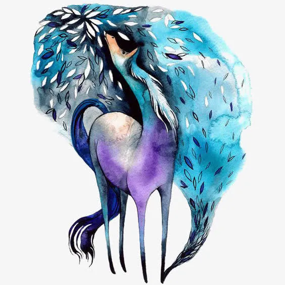 水彩梅花鹿免抠