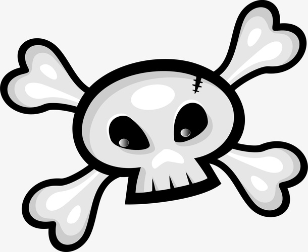 白色卡通骷髅头免抠