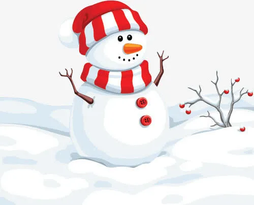 圣诞节元素新年快乐手绘雪人围巾免抠