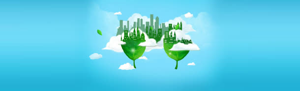 卡通树叶城市背景banner