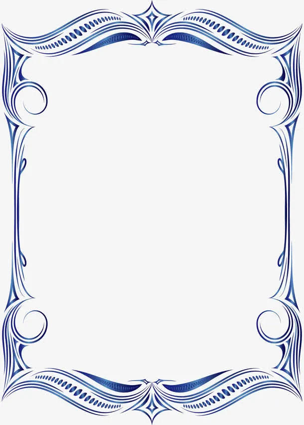 宝石蓝欧式边框免抠