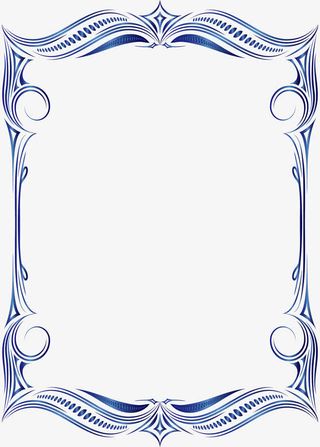 宝石蓝欧式边框免抠