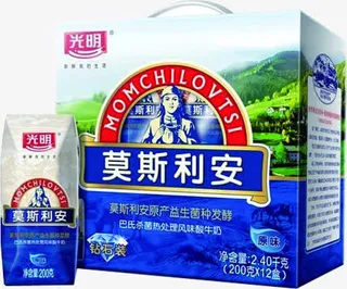 莫斯利安蓝色酸奶包装免抠