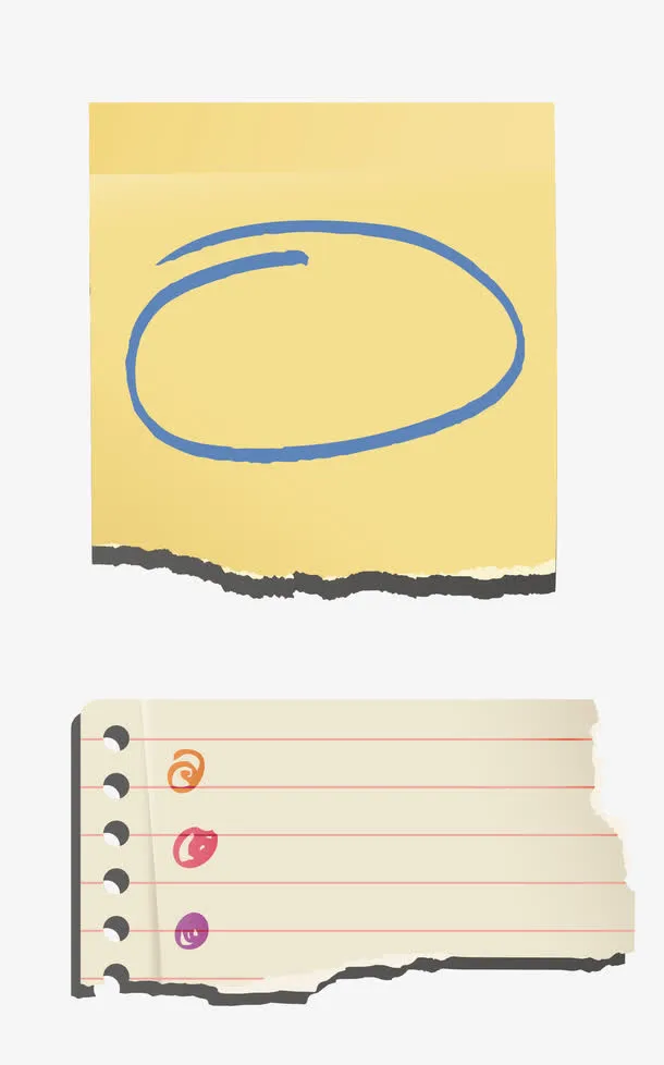 矢量卡通手绘手撕记事本免抠