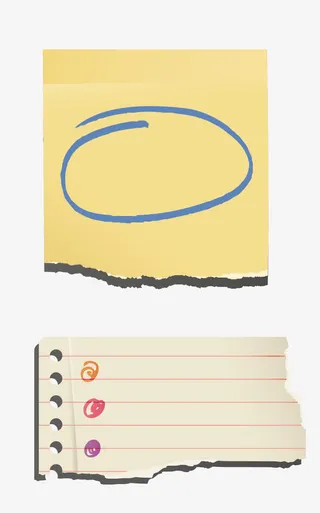 矢量卡通手绘手撕记事本免抠