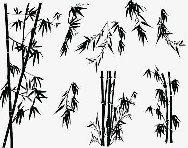 竹子素描竹子剪影 卡通手绘竹子免抠