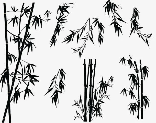 竹子素描竹子剪影 卡通手绘竹子免抠