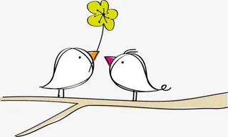 手绘枝头小鸟矢量素材免抠