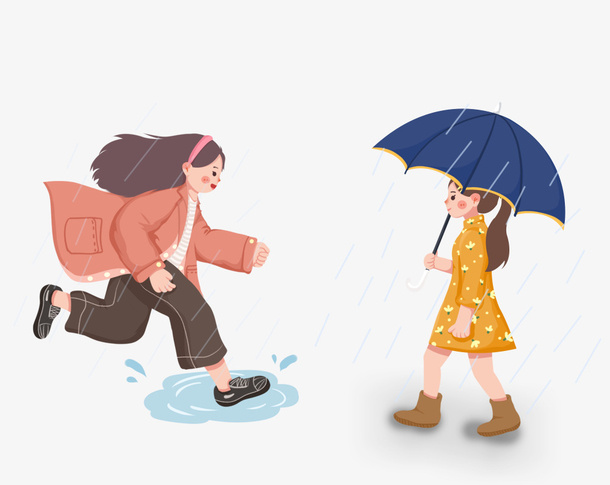 下雨天雨中行走的人免抠