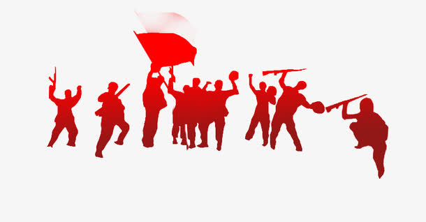 抗战胜利欢呼红色投影素材免抠