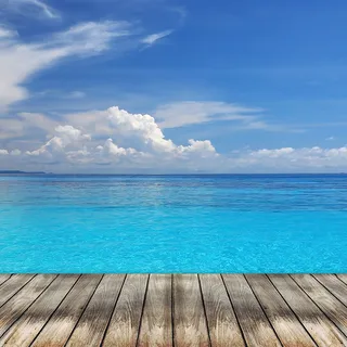 碧海蓝天木板背景高清